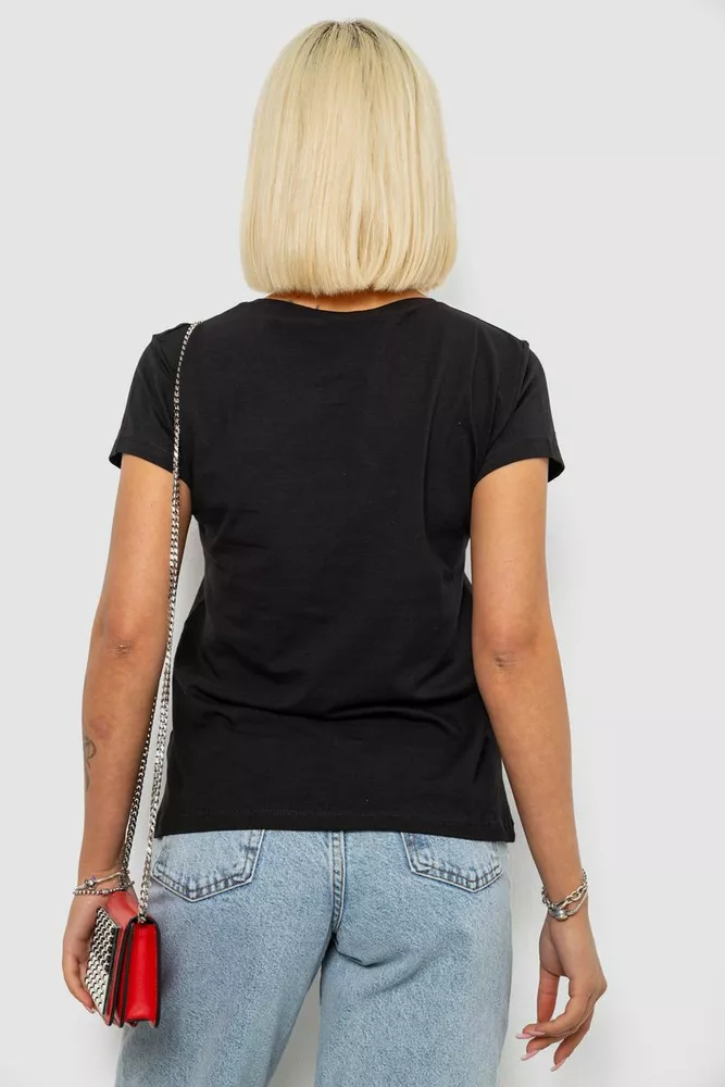 Купити Футболка жіноча з принтом, колір чорний, 244R2234 - Фото №4