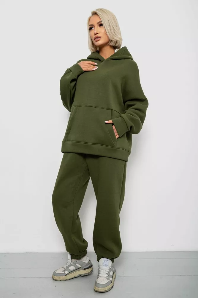 Купить Спортивный костюм женский на флисе, цвет хаки, 247R2020-5 - Фото №3