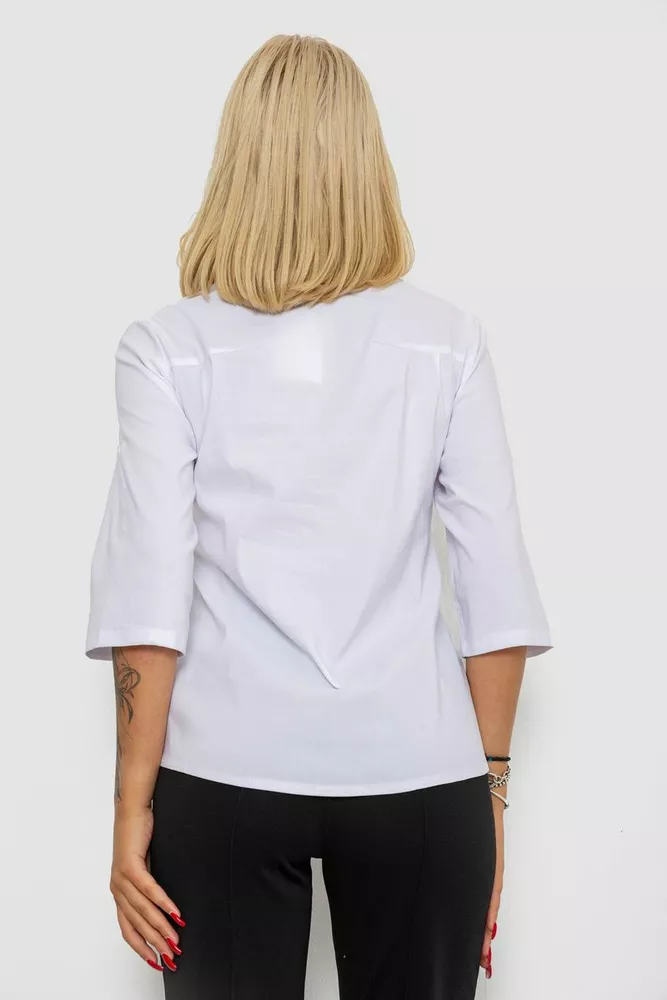 Купити Блуза однотонна  -уцінка, колір білий, 230R96-15-U-3 - Фото №4