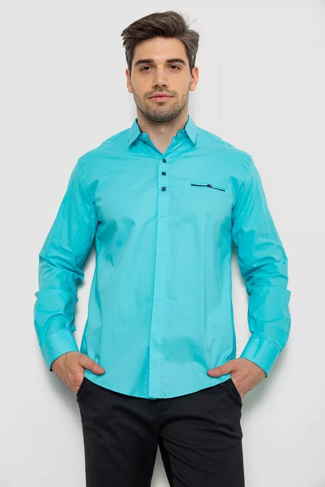 Купити Сорочка чоловіча  -уцінка, колір бірюзовий, 214R7114-U-1 - Фото №2