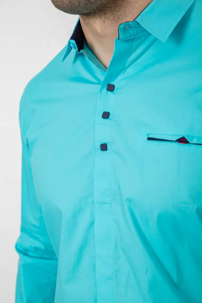 Купити Сорочка чоловіча  -уцінка, колір бірюзовий, 214R7114-U-1 - Фото №6