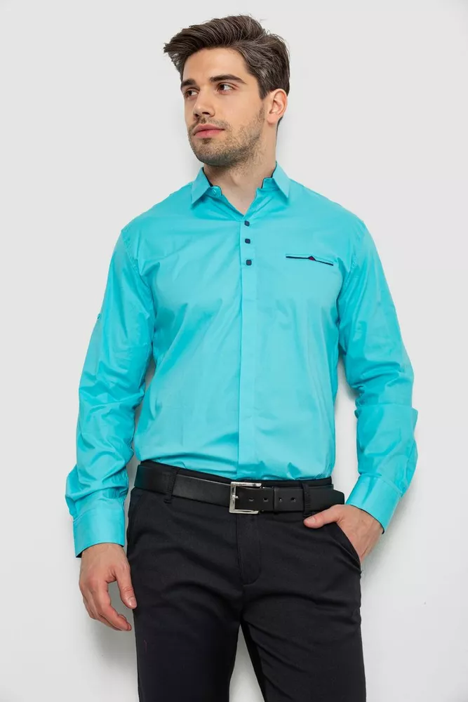 Купити Сорочка чоловіча  -уцінка, колір бірюзовий, 214R7114-U-1 - Фото №1