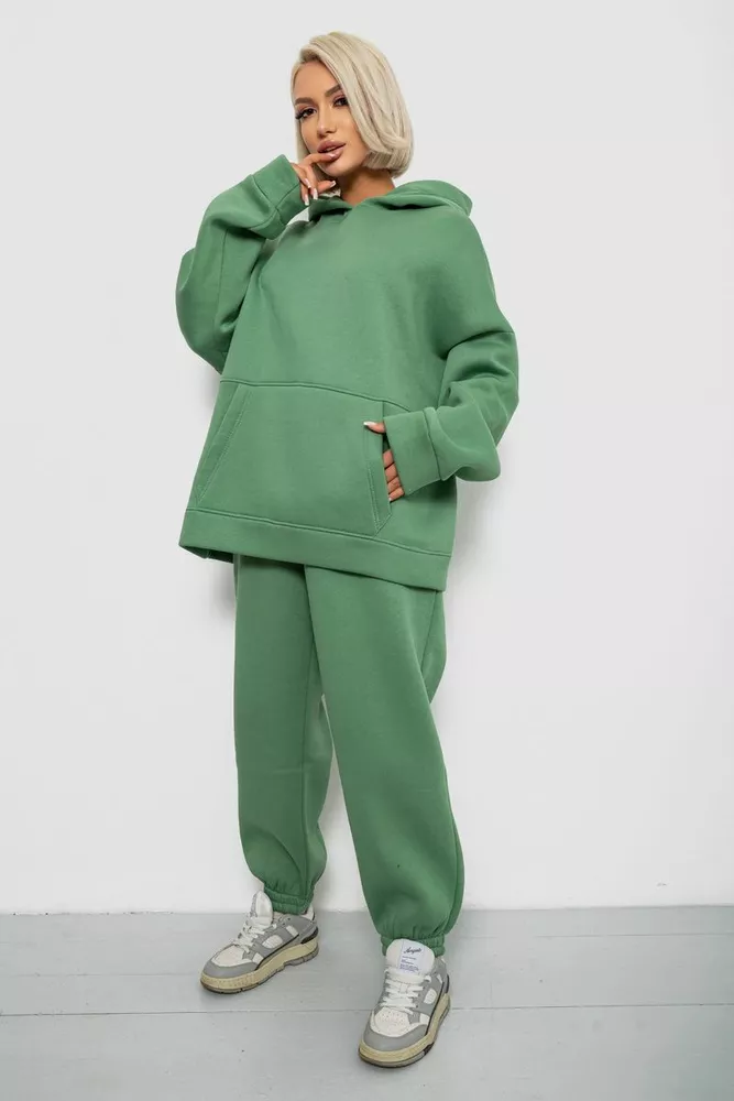 Купить Спортивный костюм женский на флисе, цвет зеленый, 247R2020-5 - Фото №3