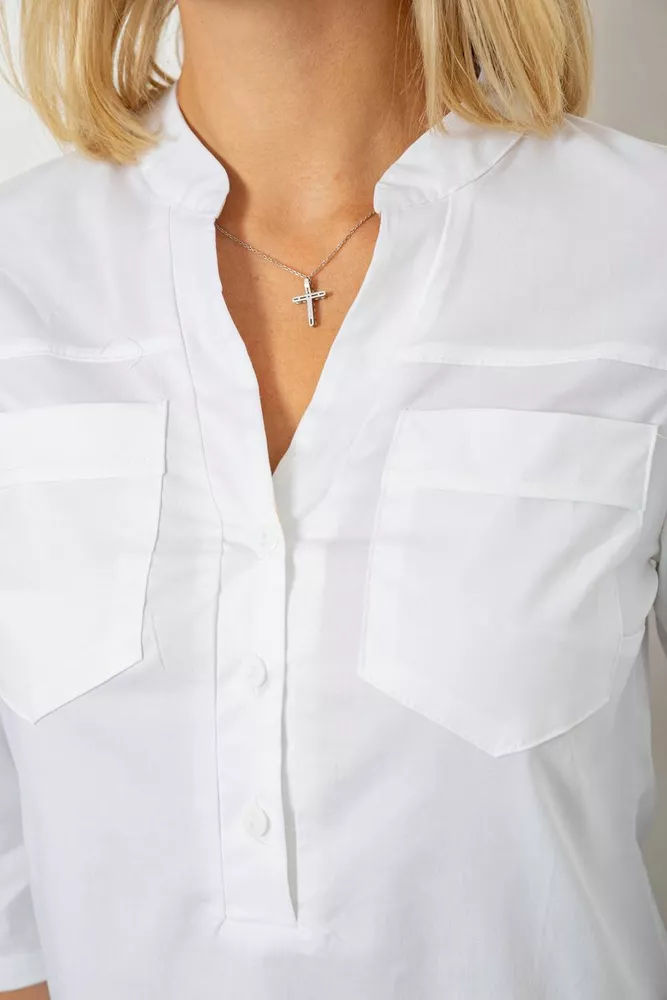 Купить Блуза однотонная  -уценка, цвет молочный, 230R96-15-U-4 оптом - Фото №5