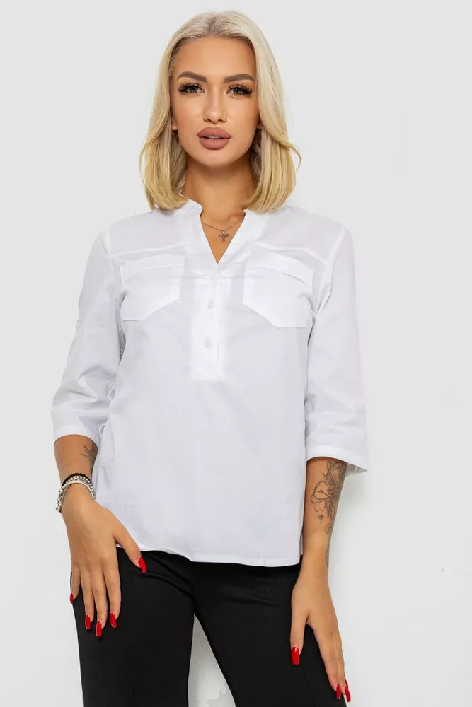 Купить Блуза однотонная  -уценка, цвет молочный, 230R96-15-U-4 оптом - Фото №1