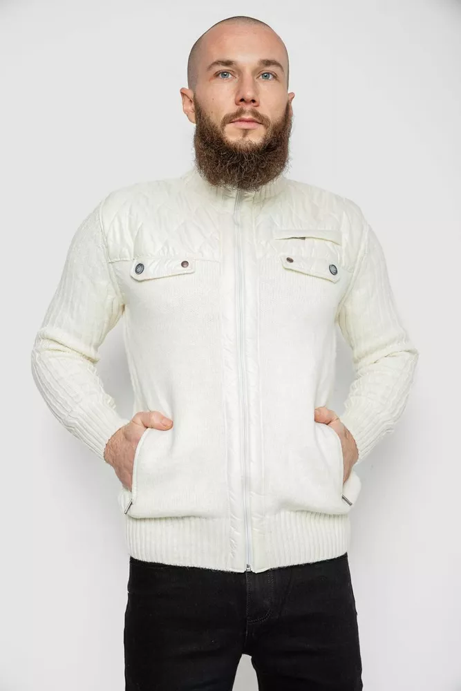 Купити Кофта чоловіча на блискавці  -уцінка, колір молочний, 214R50595-U-1 - Фото №1
