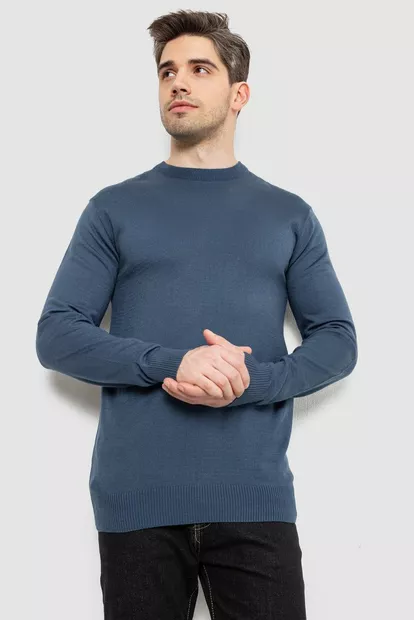 Светр чоловічий однотонний, колір синій, 161R1770-1