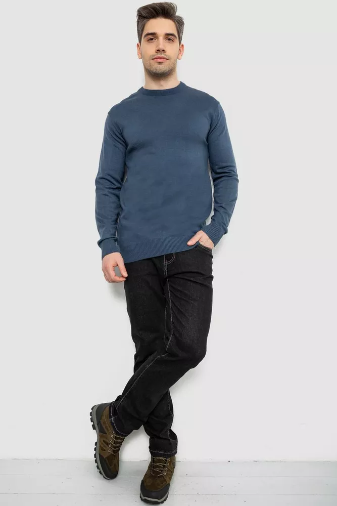 Купити Светр чоловічий однотонний, колір синій, 161R1770-1 - Фото №2