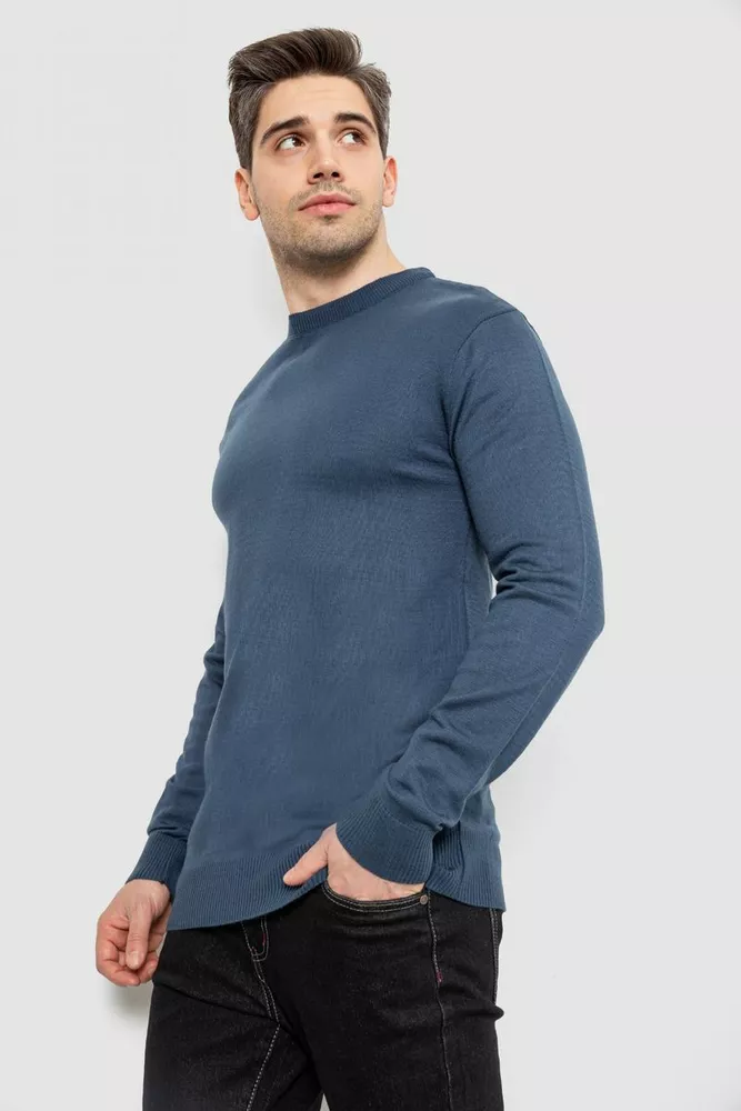 Купити Светр чоловічий однотонний, колір синій, 161R1770-1 - Фото №3