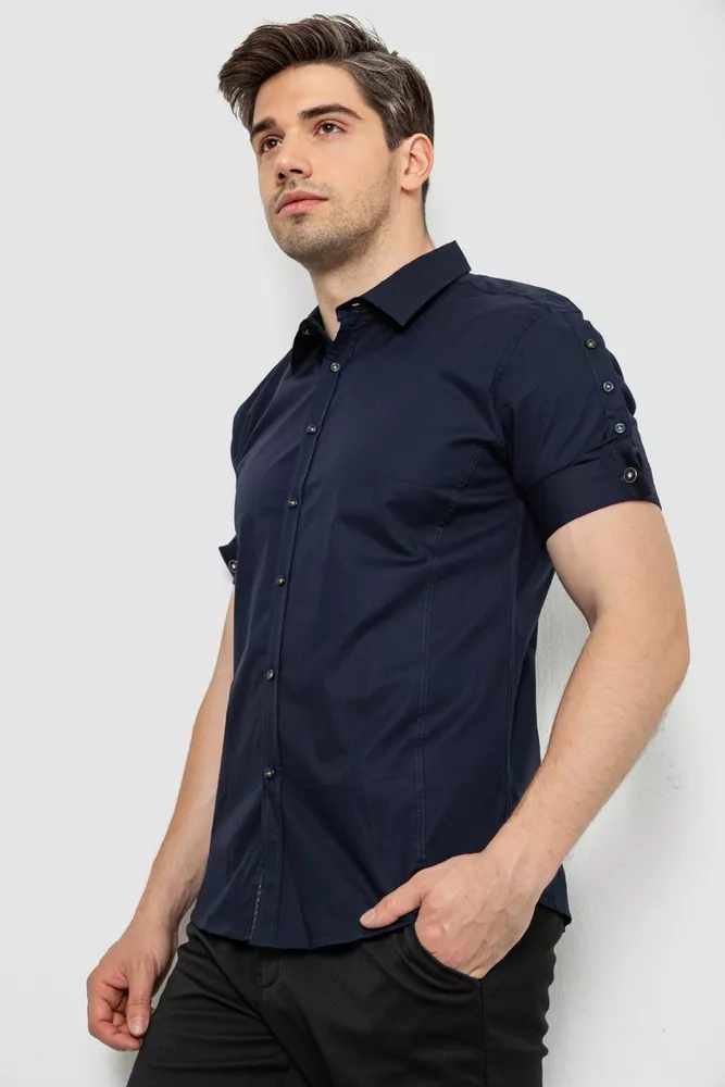 Купити Сорочка чоловіча однотонна, колір темно-синій, 214R2553 - Фото №3