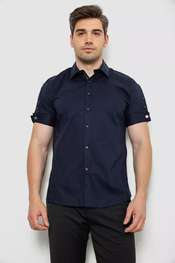 Купити Сорочка чоловіча однотонна, колір темно-синій, 214R2553 - Фото №1