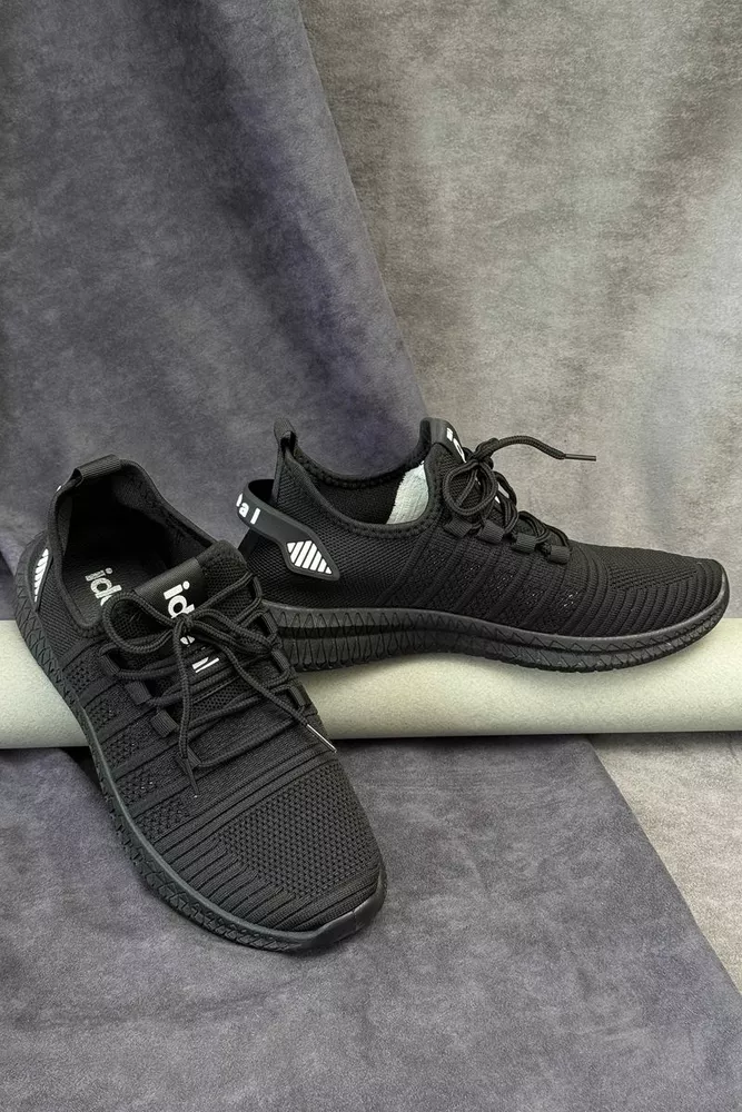 Купити Кросівки чоловічі текстиль, колір чорно-білий, 243RF68-1 оптом - Фото №3