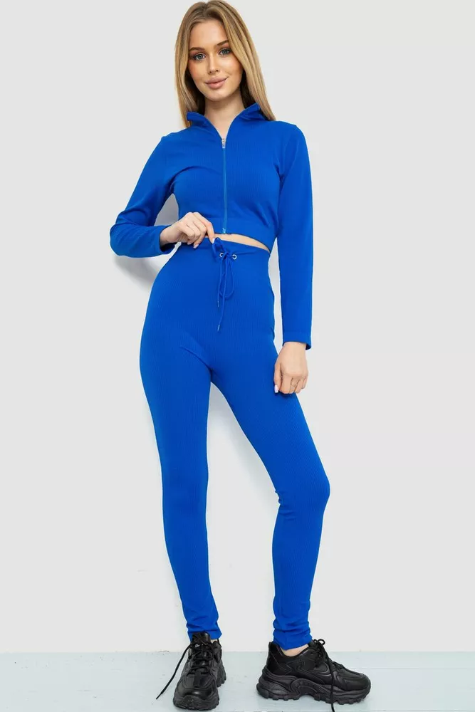 Купити Костюм жіночий в рубчик, колір електрик, 244R14302 - Фото №1