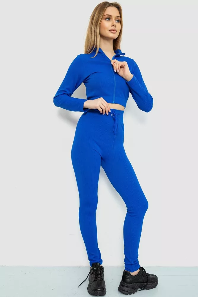 Купити Костюм жіночий в рубчик, колір електрик, 244R14302 - Фото №3