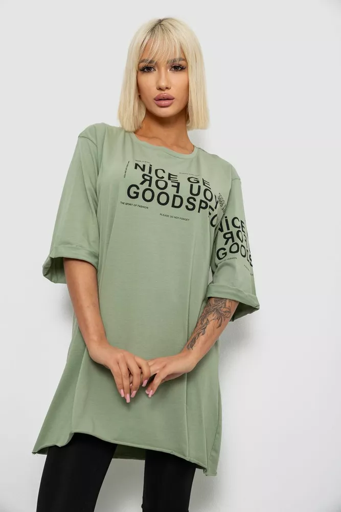 Купить Футболка женская с принтом, цвет оливковый, 244R2007 - Фото №1