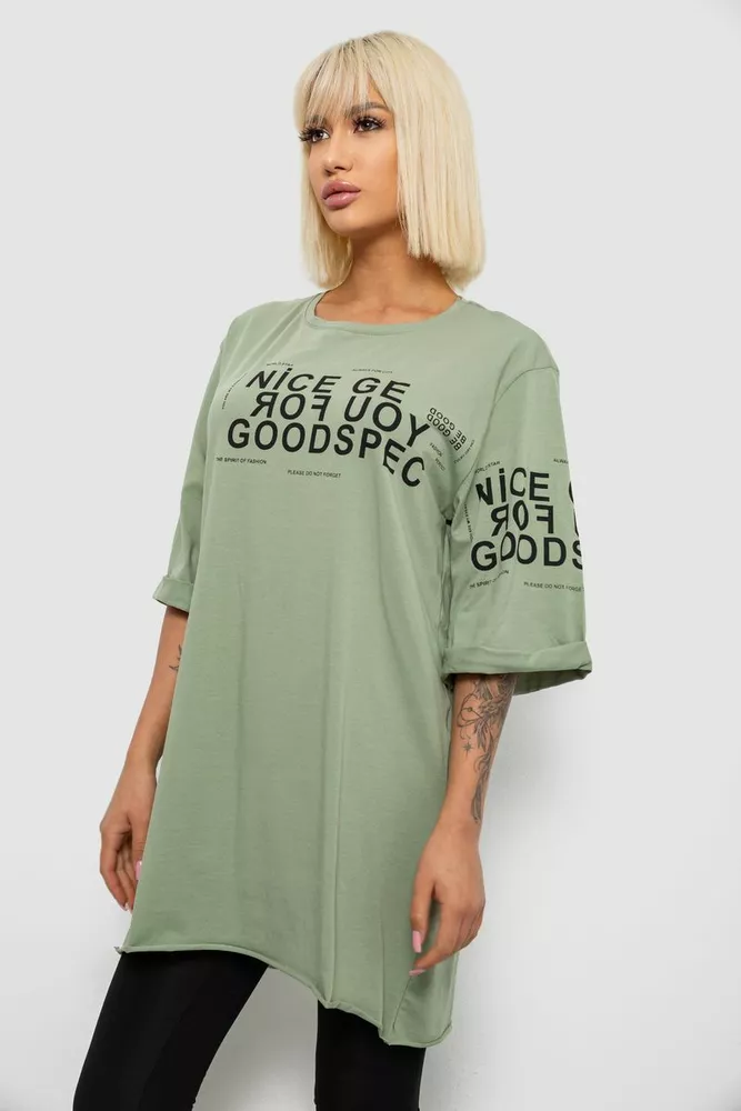 Купить Футболка женская с принтом, цвет оливковый, 244R2007 - Фото №3