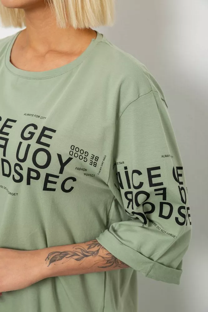 Купить Футболка женская с принтом, цвет оливковый, 244R2007 - Фото №5