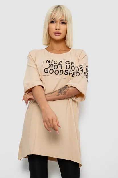 Футболка жіноча з принтом, колір бежевий, 244R2007