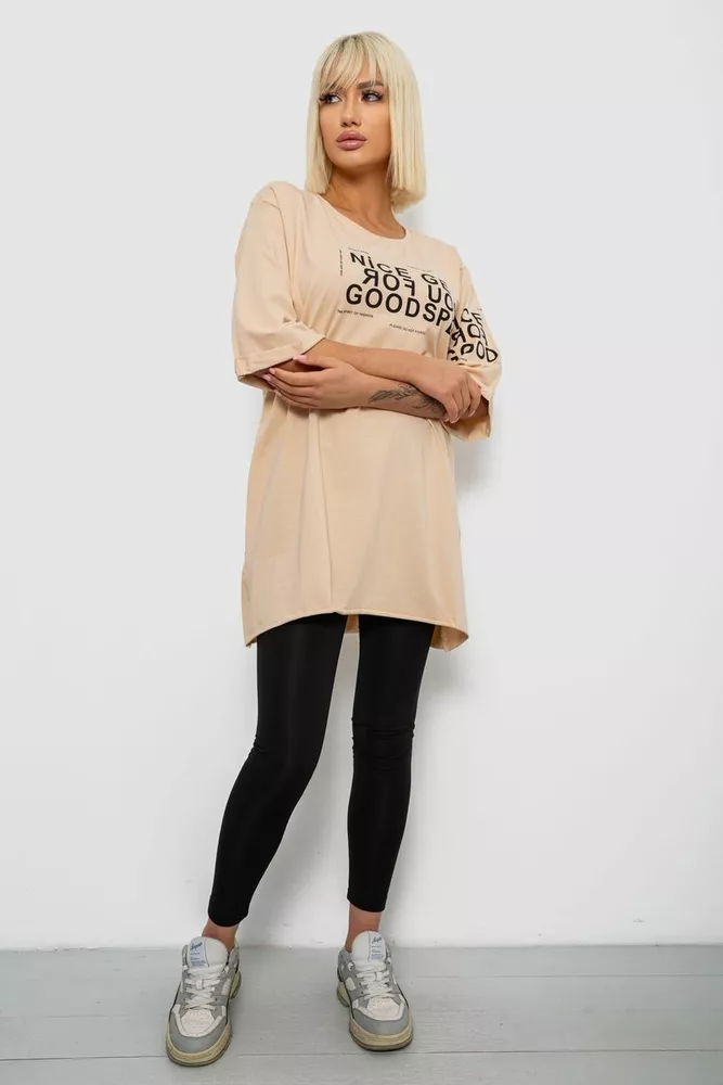 Купити Футболка жіноча з принтом, колір бежевий, 244R2007 - Фото №2