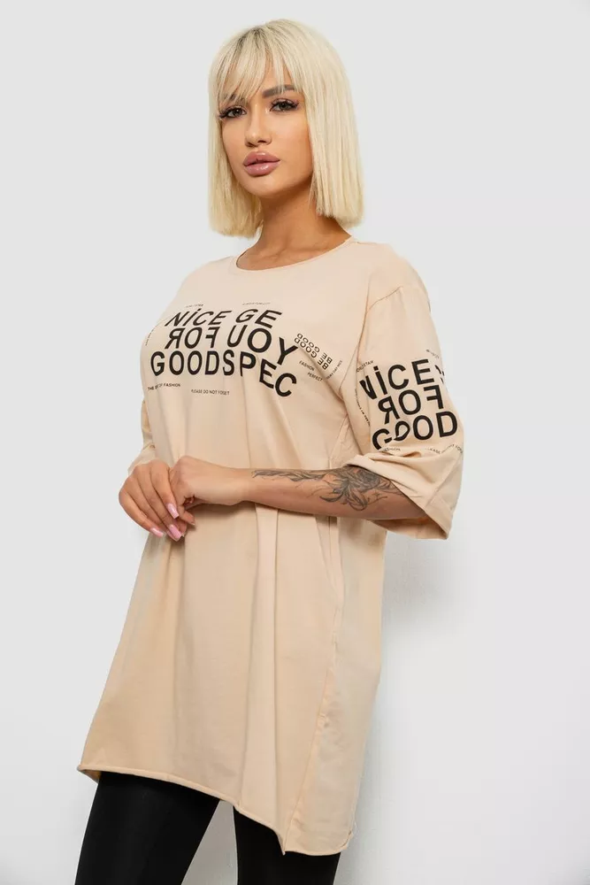 Купити Футболка жіноча з принтом, колір бежевий, 244R2007 - Фото №3