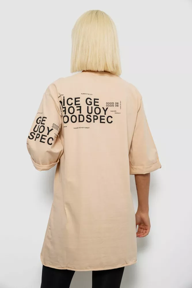 Купити Футболка жіноча з принтом, колір бежевий, 244R2007 - Фото №4