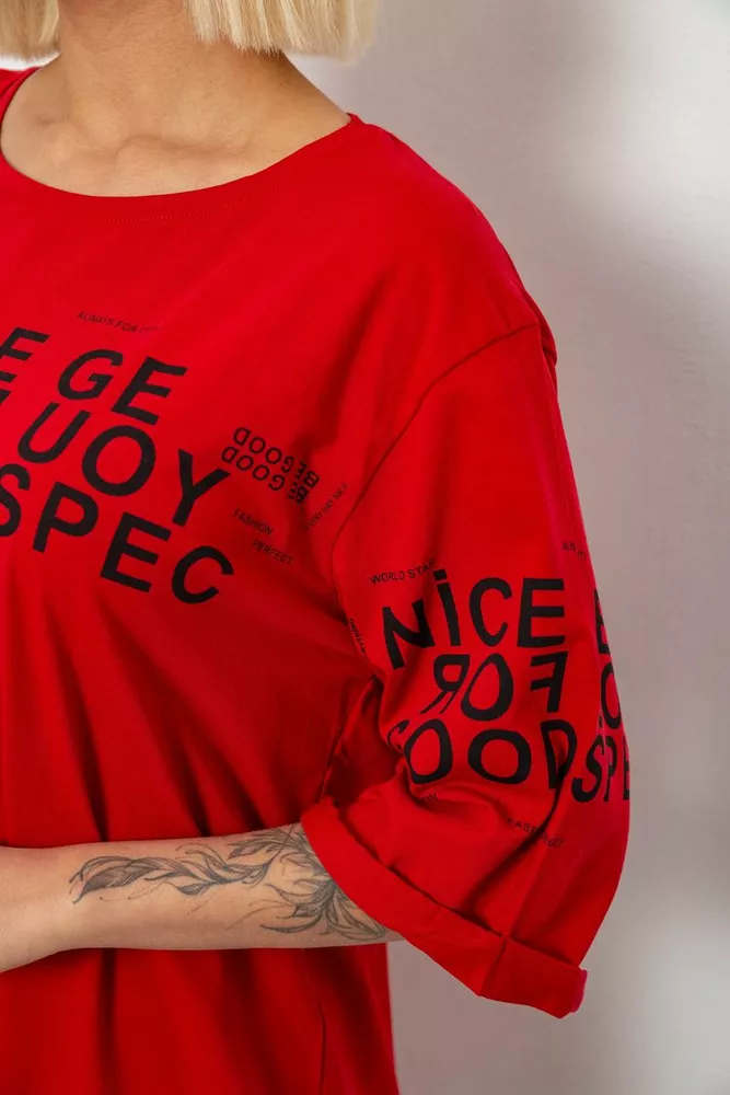 Купити Футболка жіноча з принтом, колір червоний, 244R2007 - Фото №5