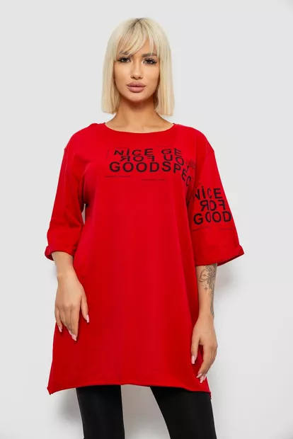 Футболка женская с принтом, цвет красный, 244R2007