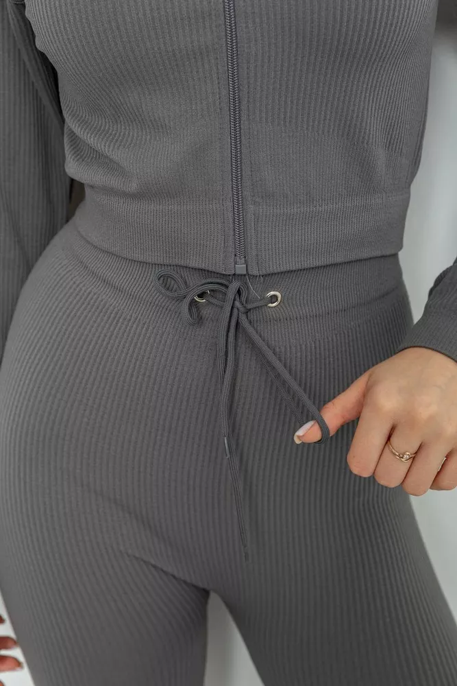 Купити Костюм жіночий в рубчик, колір сірий, 244R14302 - Фото №6
