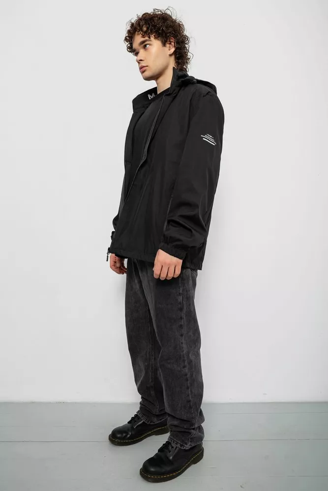 Купить Ветровка мужская с принтом  -уценка, цвет черный, 214R601-1-U-6 - Фото №3