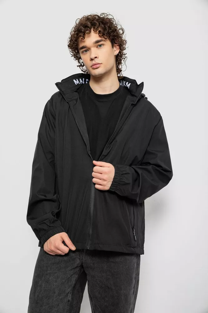 Купить Ветровка мужская с принтом  -уценка, цвет черный, 214R601-1-U-6 - Фото №1
