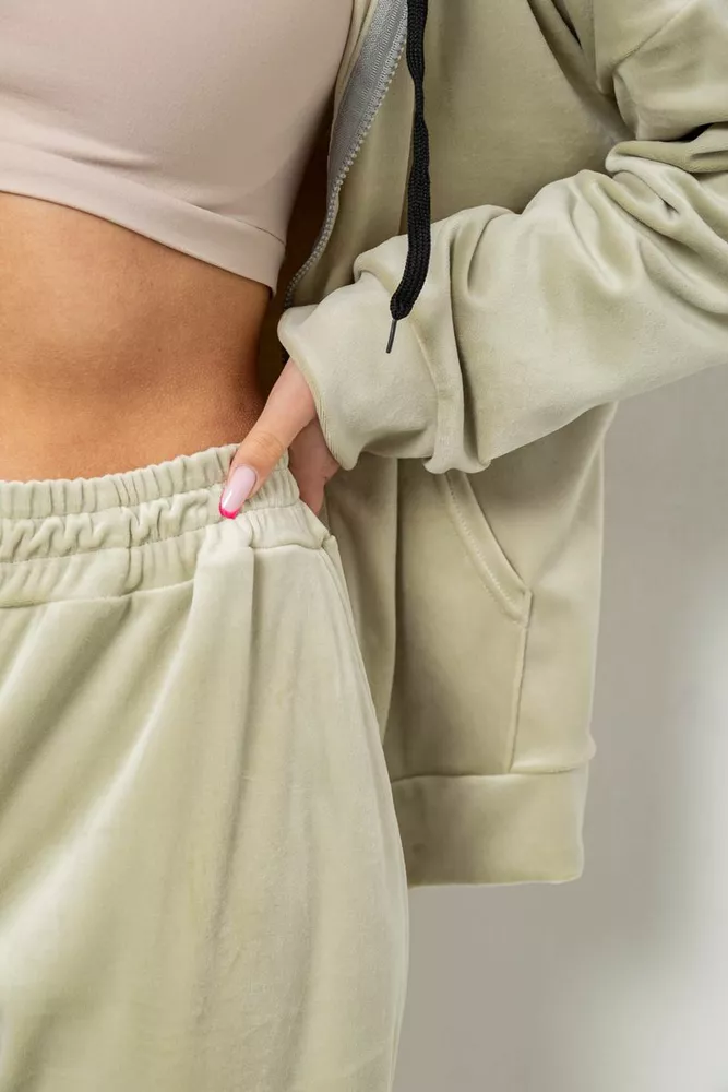 Купити Спортивний костюм жіночий велюровий  -уцінка, колір світло-оливковий, 238R107-2-U - Фото №5