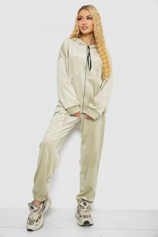 Купити Спортивний костюм жіночий велюровий  -уцінка, колір світло-оливковий, 238R107-2-U - Фото №1