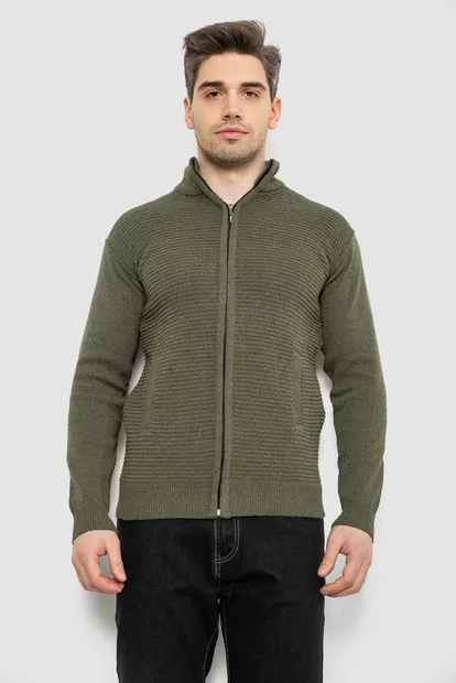 Кофта чоловіча на блискавці з кишенями, колір хакі, 161R1053