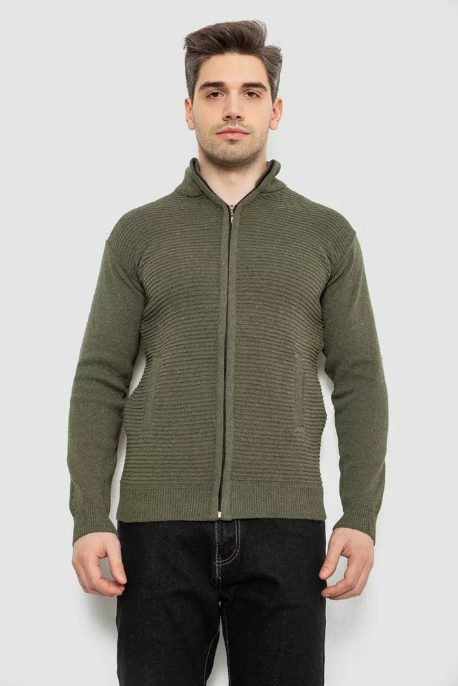 Купить Кофта мужская на молнии с карманами, цвет хаки, 161R1053 - Фото №1