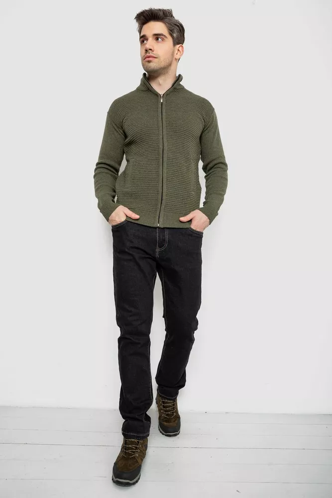Купить Кофта мужская на молнии с карманами, цвет хаки, 161R1053 - Фото №2