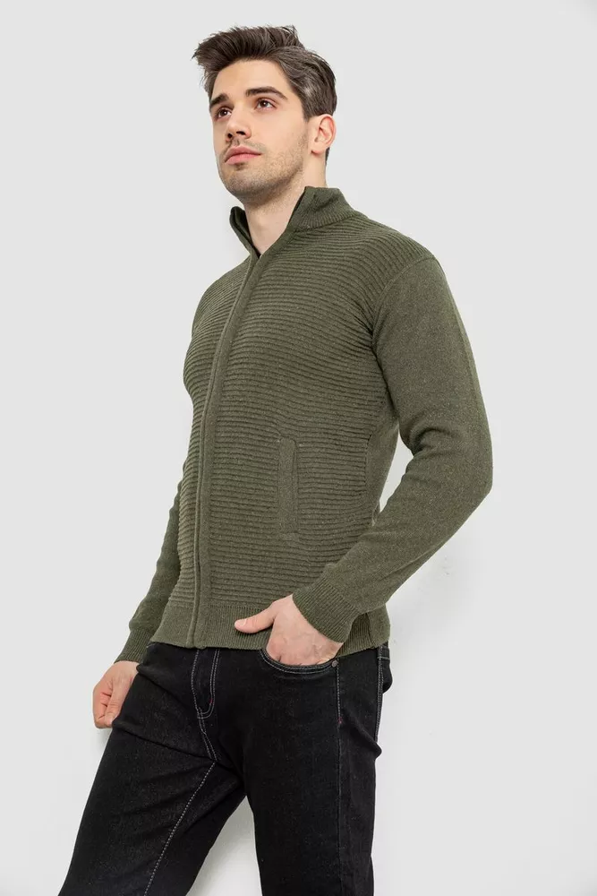 Купить Кофта мужская на молнии с карманами, цвет хаки, 161R1053 - Фото №3