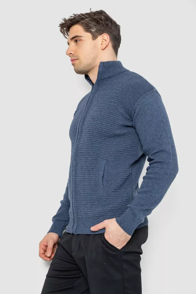Купити Кофта чоловіча на блискавці з кишенями, колір джинс, 161R1053 - Фото №3
