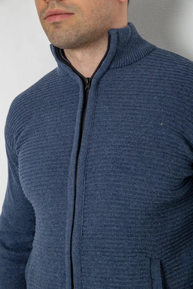 Купити Кофта чоловіча на блискавці з кишенями, колір джинс, 161R1053 - Фото №5