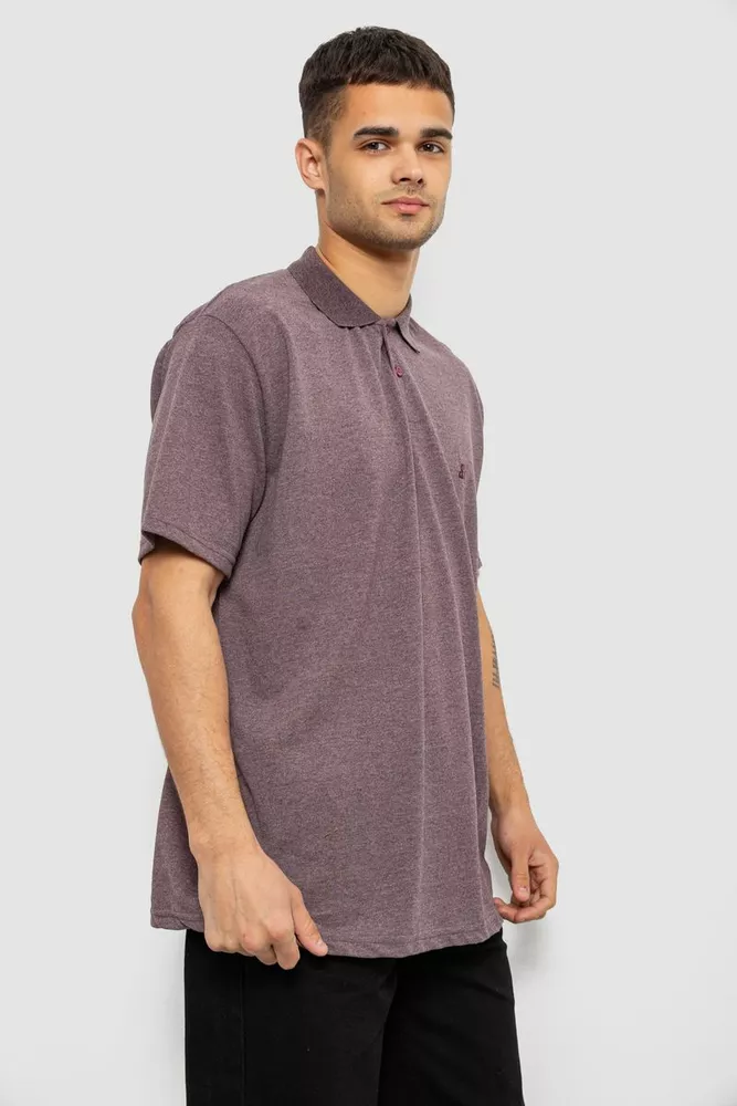 Купить Поло мужское однотонное, цвет сливовый, 244R1027 - Фото №3