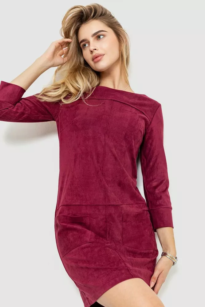 Купити Сукня замша прямого крою, колір сливовий, 230R58 - Фото №1