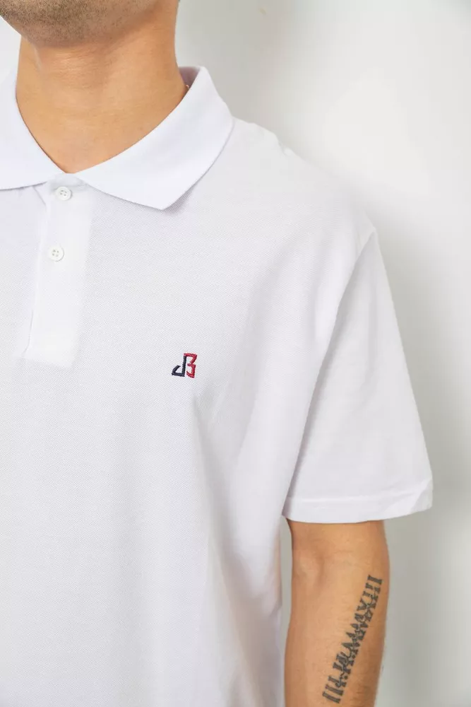 Купить Поло мужское однотонное, цвет белый, 244R1027 - Фото №6