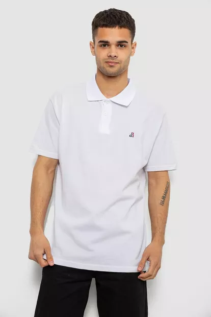 Поло чоловіче однотонне, колір білий, 244R1027