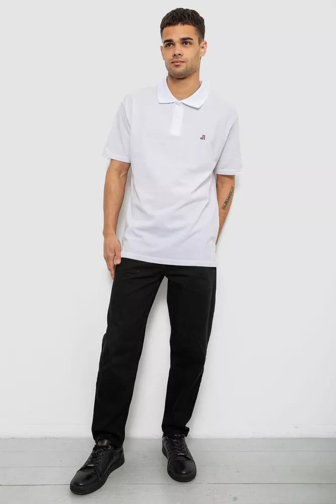 Купить Поло мужское однотонное, цвет белый, 244R1027 - Фото №2