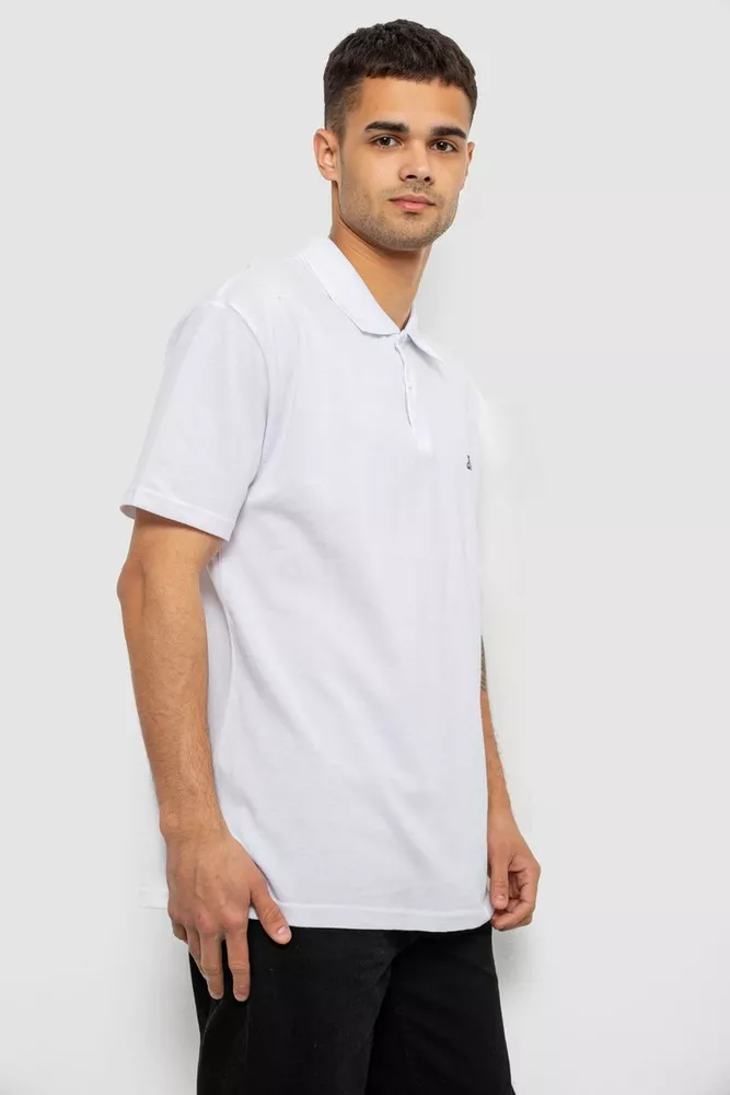 Купить Поло мужское однотонное, цвет белый, 244R1027 - Фото №3