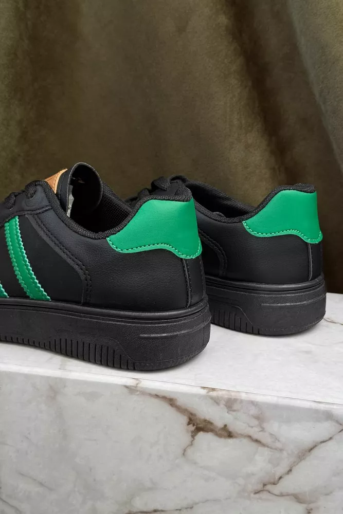 Купить Кеды женские, цвет черно-зеленый, 248RR116 - Фото №4
