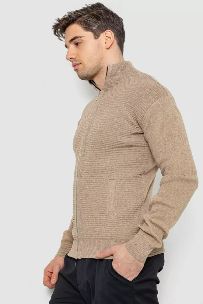 Купити Кофта чоловіча на блискавці з кишенями, колір бежевий, 161R1053 - Фото №3