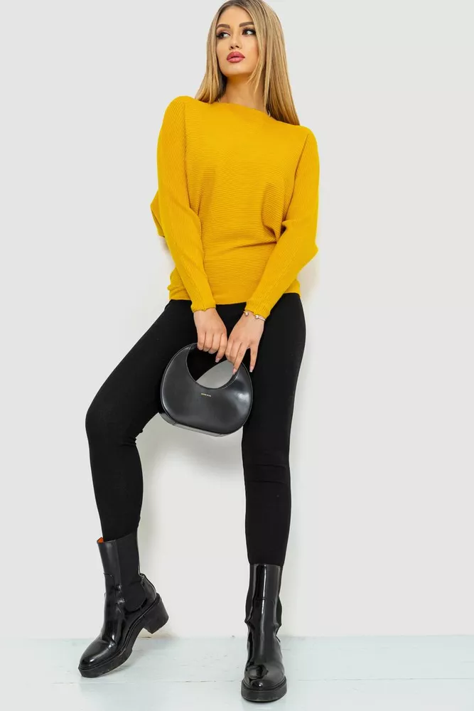 Купить Кофта женская однотонная  -уценка, цвет горчичный, 244R2034-U-7 - Фото №2