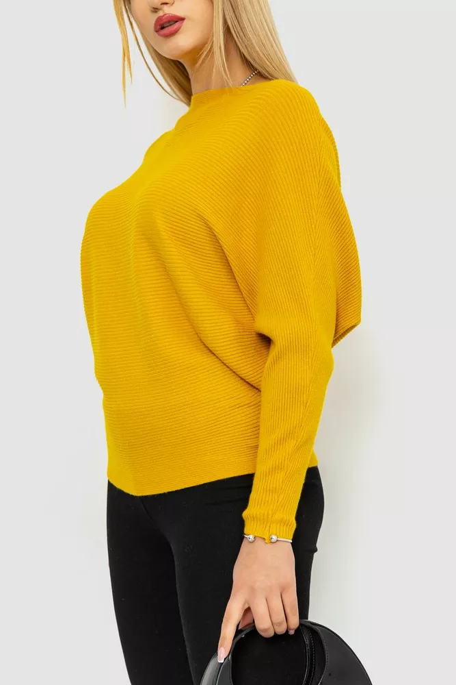 Купить Кофта женская однотонная  -уценка, цвет горчичный, 244R2034-U-7 - Фото №3