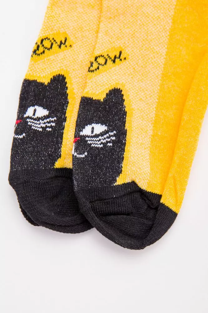 Купити Жіночі шкарпетки, жовтого кольору з котом, 131R137084 оптом - Фото №2