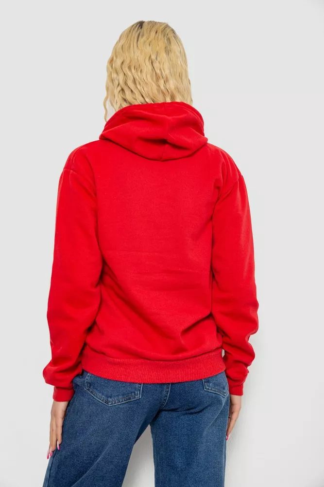 Купити Худі жіночий на тонкому флісі  -уцінка, колір червоний, 238R57162-10-U-4 оптом - Фото №4